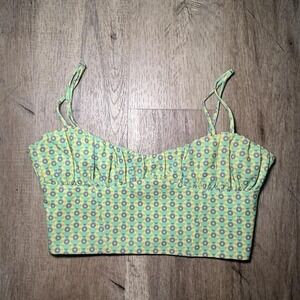 Zara green floral crop top Size S